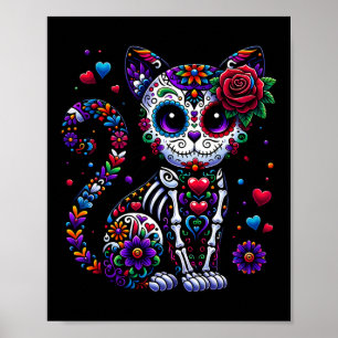 Dia De Los Muertos Cinco De Mayo Cat Sugar Skull Poster