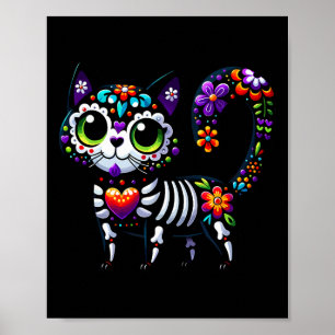 Dia De Los Muertos Cinco De Mayo Cat Sugar Skull Poster