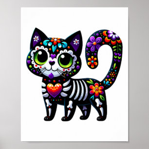 Dia De Los Muertos Cinco De Mayo Cat Sugar Skull Poster