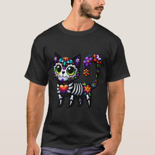 Dia De Los Muertos Cinco De Mayo Cat Sugar Skull T-Shirt