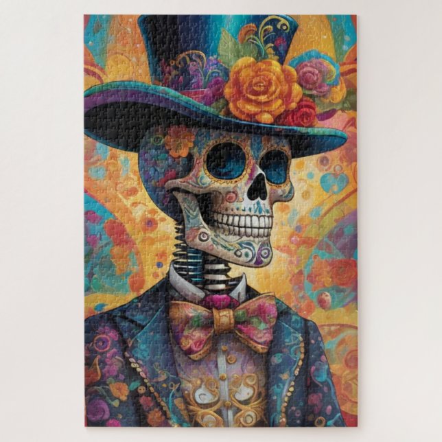 Dia de los Muertos Dapper Skeleton Puzzle (Vertikal)