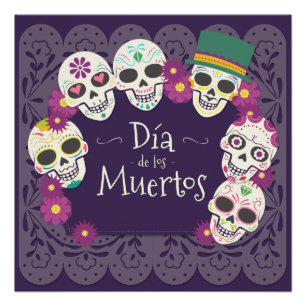 Dia de Los Muertos Day der toten Schädelmasken Poster