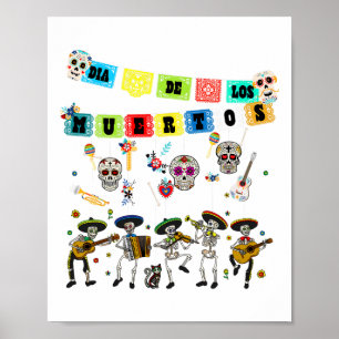 Dia de Los Muertos Day of the Dead Funny Skull Dan Poster