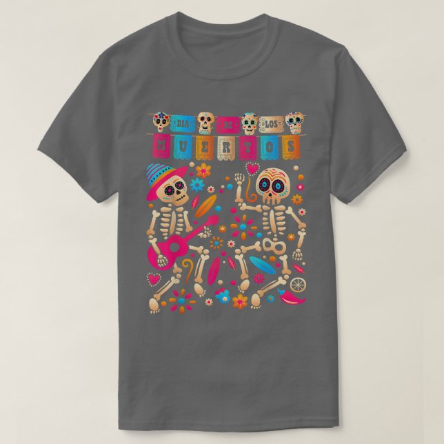 Dia De los Muertos Day of the Dead Meican Skeleton T-Shirt (Design vorne)