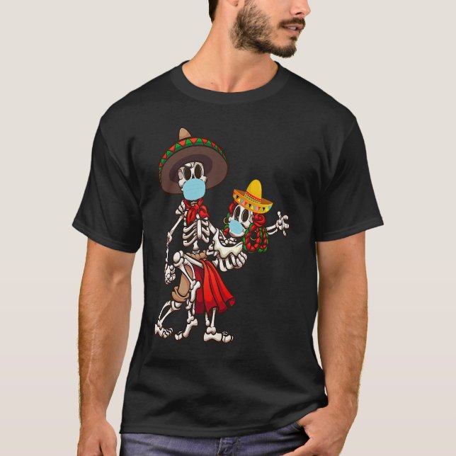 Dia De los Muertos Day of the Dead  Skulls Dancing T-Shirt (Vorderseite)
