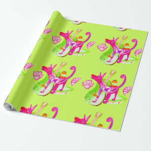 Dia De Los Muertos- Dog, Gitarre und ein mexikanis Geschenkpapier