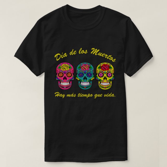Día de Los Muertos drei zuckern Schädel Halloween T-Shirt (Design vorne)