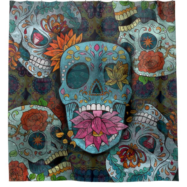Dia De Los Muertos Duschvorhang (Vorderseite)