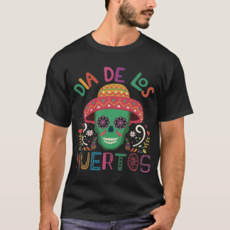 Dia de Los Muertos farbenfroher Schädel mit SombT- T-Shirt