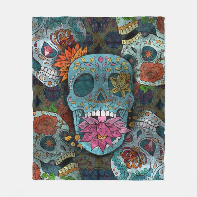 Dia De Los Muertos Fleecedecke (Vorderseite)