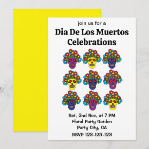 Dia De Los Muertos Floral Skull Dia De Los Muertos Einladung