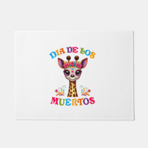 Dia De Los Muertos Floral Skull Giraffe Mexican Zo Fußmatte