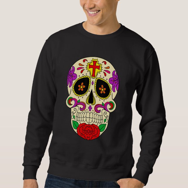 Dia De Los Muertos Flower Flower Mask Skull Sweatshirt (Vorderseite)