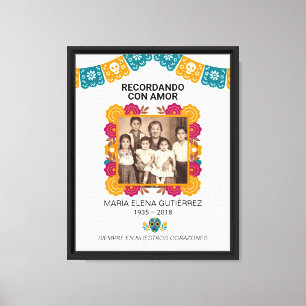 Dia de los Muertos Gedenkfoto Papel Picado Leinwanddruck