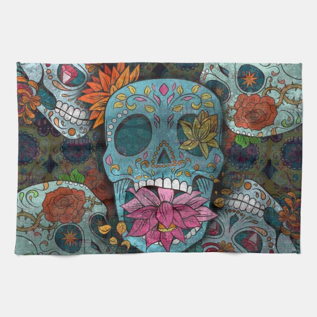 Dia De Los Muertos Geschirrtuch (Horizontal)