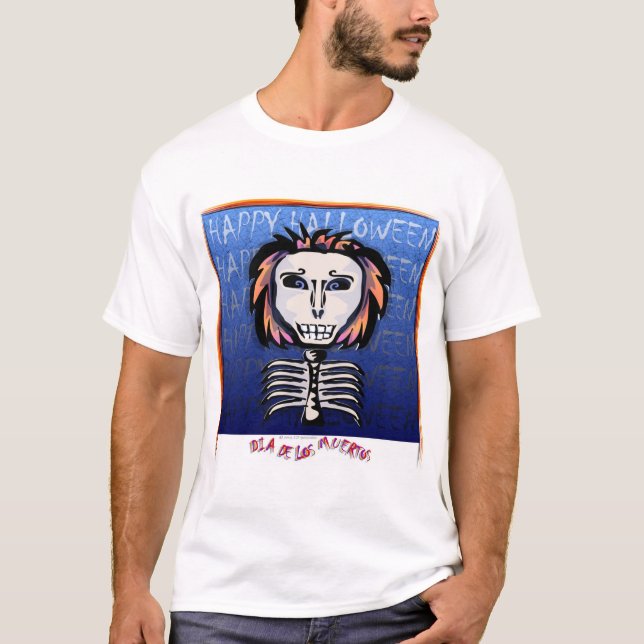 Dia de Los Muertos/glückliches Halloween T-Shirt (Vorderseite)