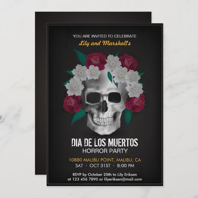 Dia de los Muertos Halloween-Party Einladung (Vorne/Hinten)