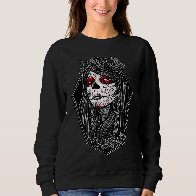 Dia de los Muertos Halloween Roses Mexican Sugar S Sweatshirt (Vorderseite)