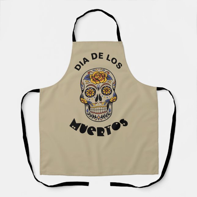 Dia de los Muertos Halloween Skull T - Shirt Schürze (Vorderseite)