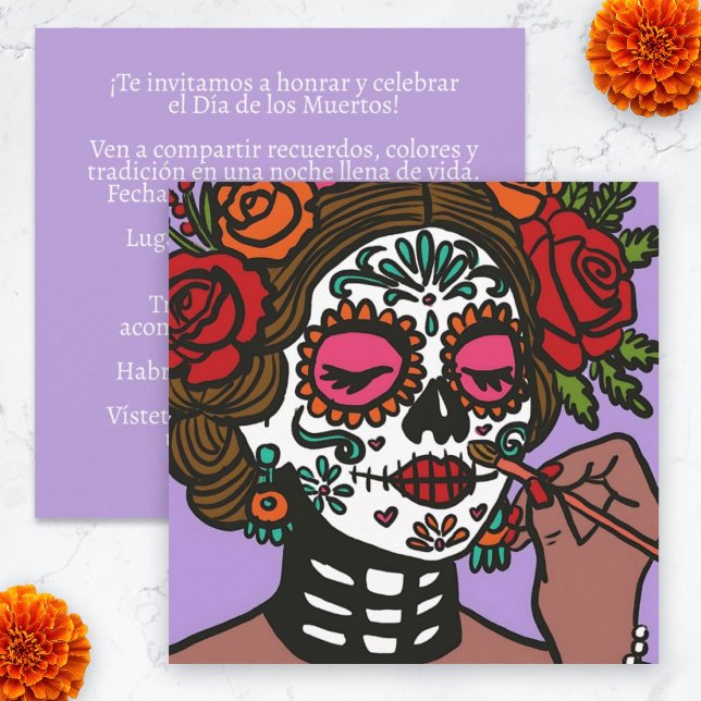 Día de los Muertos Hand Drawn Catrina Einladung (Día de los Muertos Hand Drawn Catrina Invitation.)