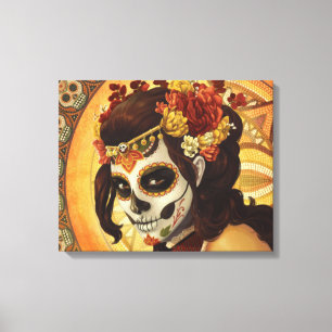 Dia De Los Muertos Kissen Leinwanddruck