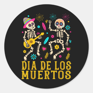 Dia de Los Muertos Kostümtag des toten Skeleto Runder Aufkleber