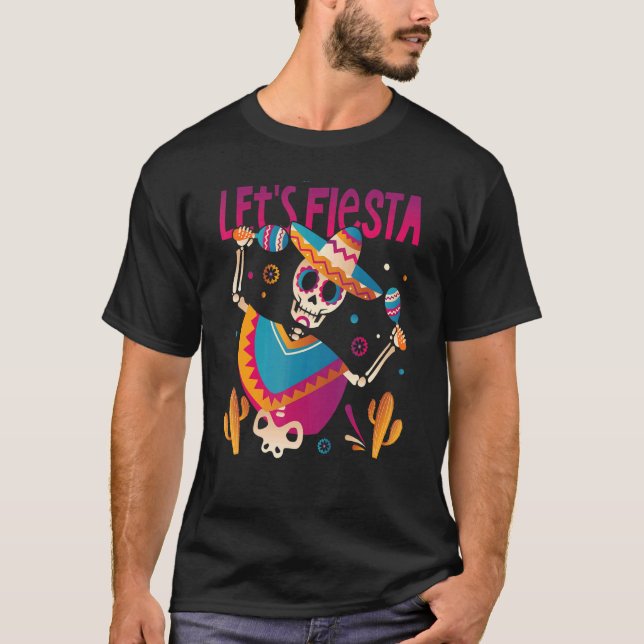 Dia De Los Muertos Lasse Fiesta Dead Mexican Danci T-Shirt (Vorderseite)