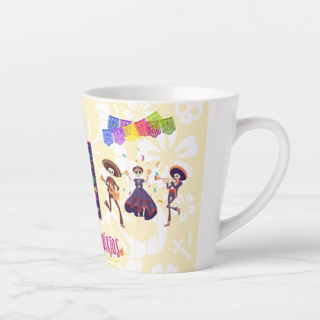 Dia De Los Muertos Latte Tasse (gelb) (Rechts)
