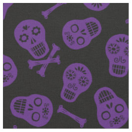 Dia de los Muertos Lila Paper Skulls Muster Stoff