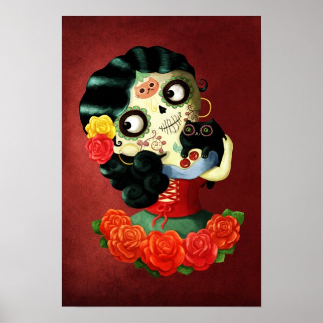 Dia de Los Muertos Lovely Mexican Catrina Girl Poster (Vorne)
