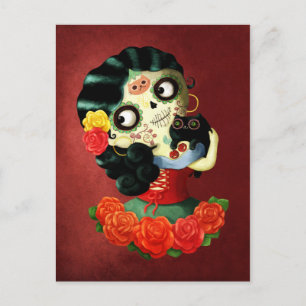 Dia de Los Muertos Lovely Mexican Catrina Girl Postkarte
