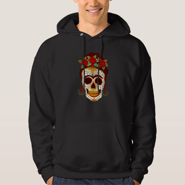 Dia De Los Muertos Mask Skull Hat Rosary Premium Hoodie (Vorderseite)
