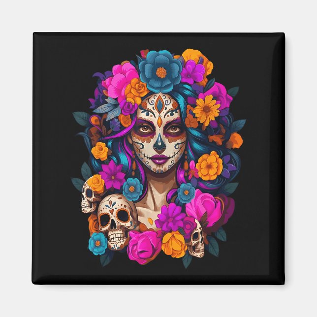 Dia De Los Muertos Mexican Day Of The Dead Sugar S Magnet (Vorne)