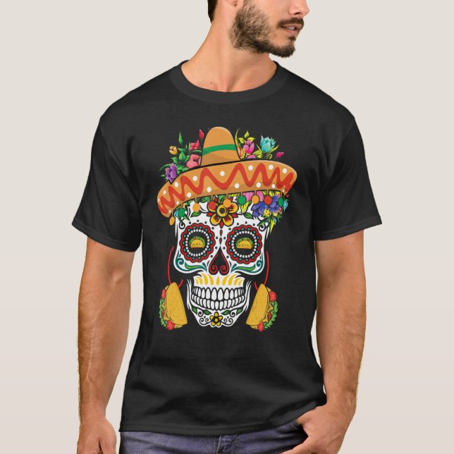 Dia De Los Muertos Mexico Taco Mexico Happy Cinco  T-Shirt (Vorderseite)