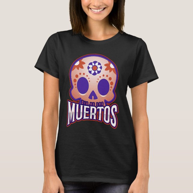 Dia de los muertos Modern colourful Skull T-Shirt (Vorderseite)