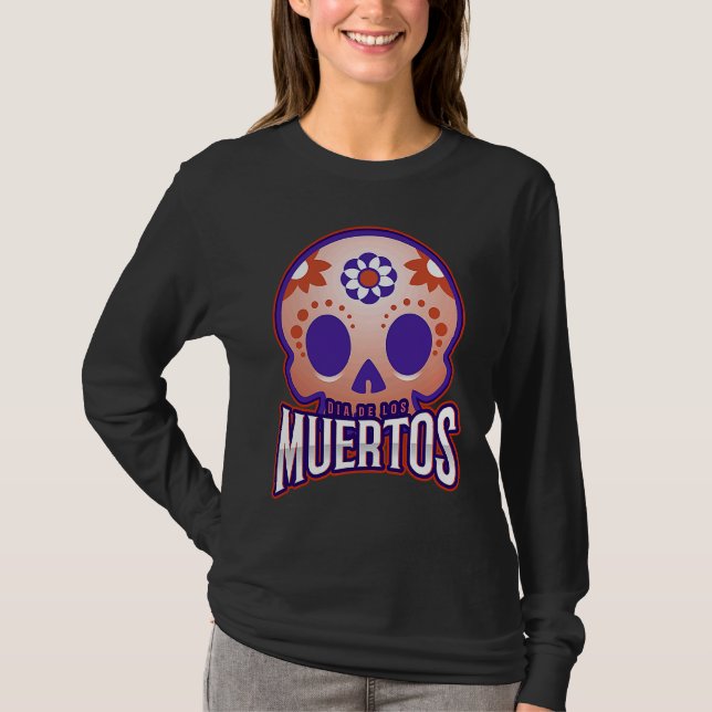 Dia de los muertos Modern colourful Skull T-Shirt (Vorderseite)