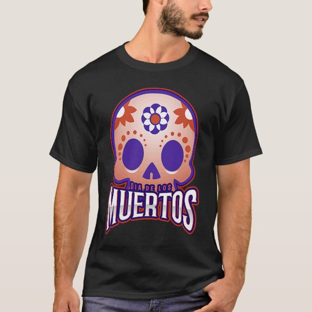 Dia de los muertos Modern colourful Skull T-Shirt (Vorderseite)