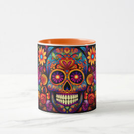 Dia de los Muertos Name Skull Orange Inside Tasse