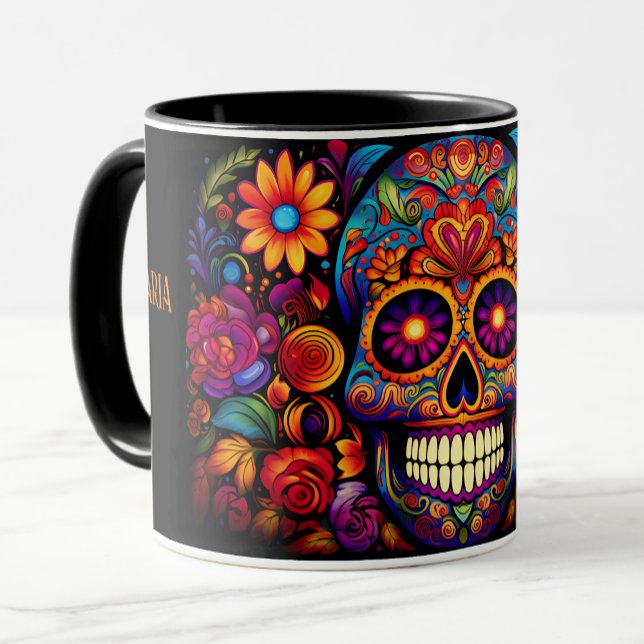 Dia de los Muertos Name Skull Sky Black Innen hinz Tasse (Von Creator hochgeladen)