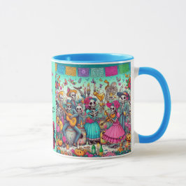 Dia de los Muertos Name Skull Sky Blue Innen Tasse