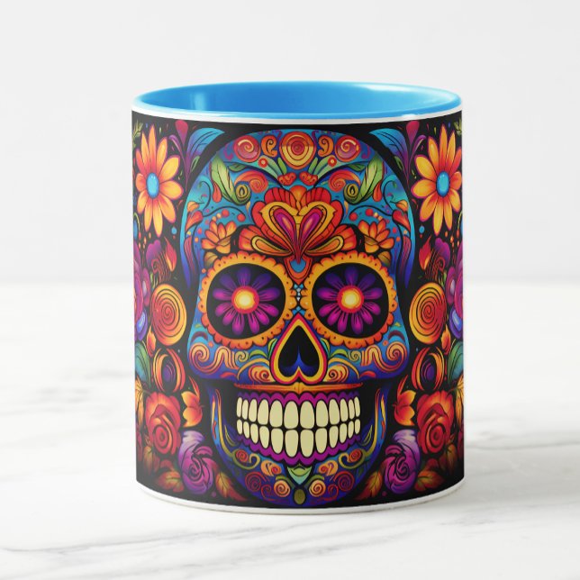 Dia de los Muertos Name Skull Sky Blue Innen Tasse (Von Creator hochgeladen)