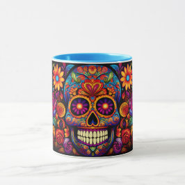 Dia de los Muertos Name Skull Sky Blue Innen Tasse