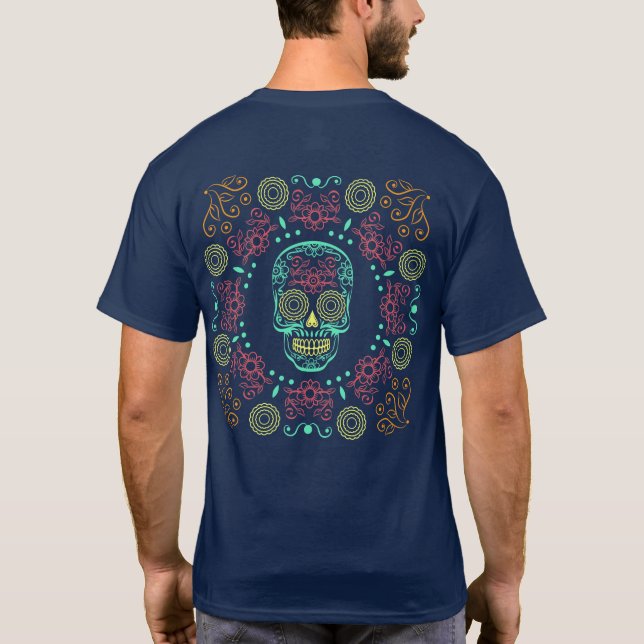 Dia de los Muertos Neon Floral Skull | Shirt (Rückseite)
