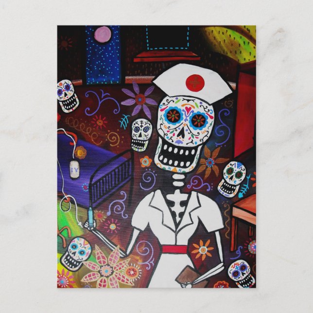 DIA DE LOS MUERTOS NURSE POSTCARD POSTKARTE (Vorderseite)
