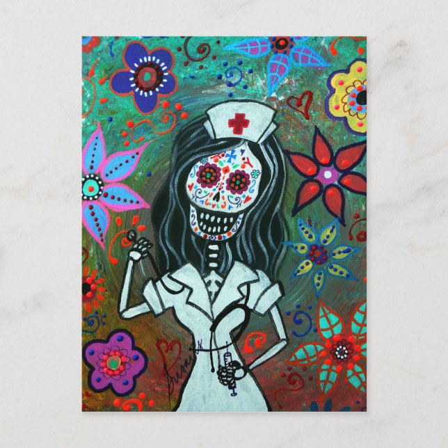 DIA DE LOS MUERTOS NURSE POSTKARTE (Vorderseite)