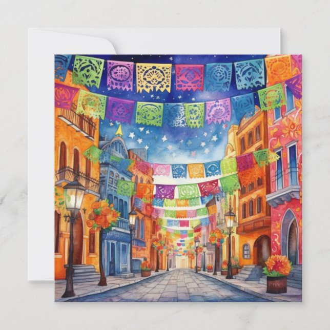 "Dia de los Muertos, Papel Picado Showcase Einladung (Vorderseite)