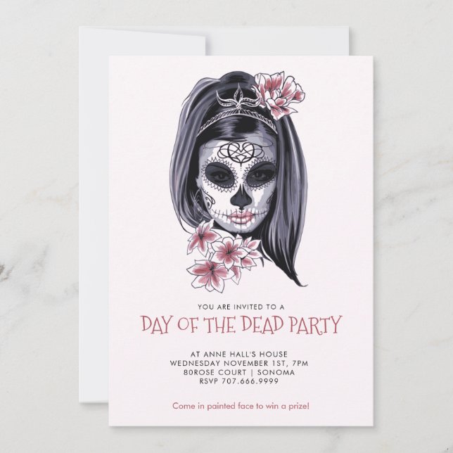 Dia De Los Muertos Party Blush Pink Einladung (Vorderseite)