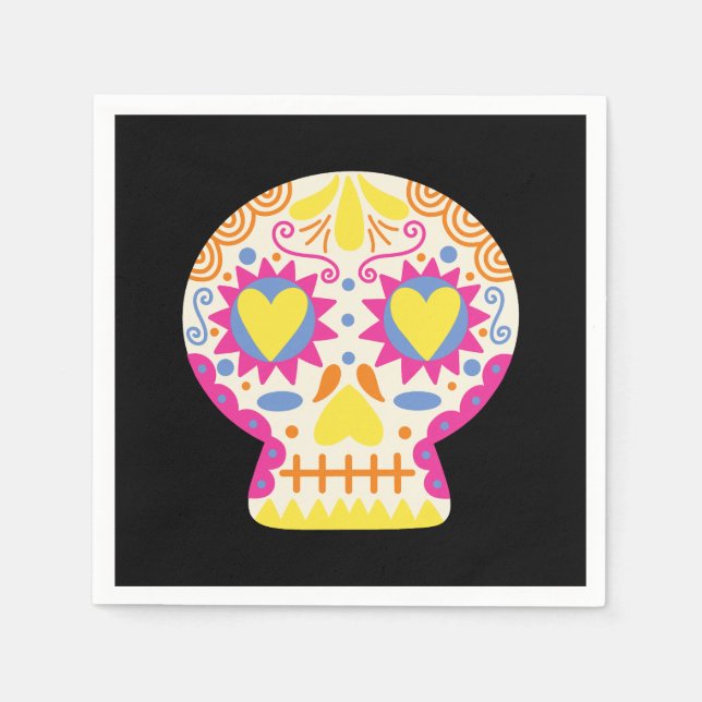 Dia de los Muertos Party Deco Black Paper Napkin Serviette (Vorderseite)