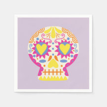 Dia de los Muertos Party Deco Lila Paper Napkin