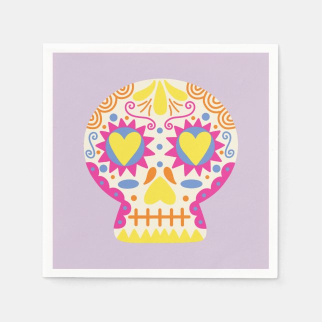 Dia de los Muertos Party Deco Lila Paper Napkin Serviette (Vorderseite)